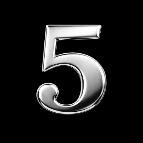 GENDEC 7 cm Metalik Gri Kapı Numarası No:5