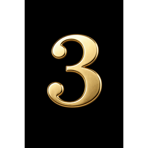 GENDEC 8 cm Altın Sarı Paslanmaz Metal Kapı Numarası No:3